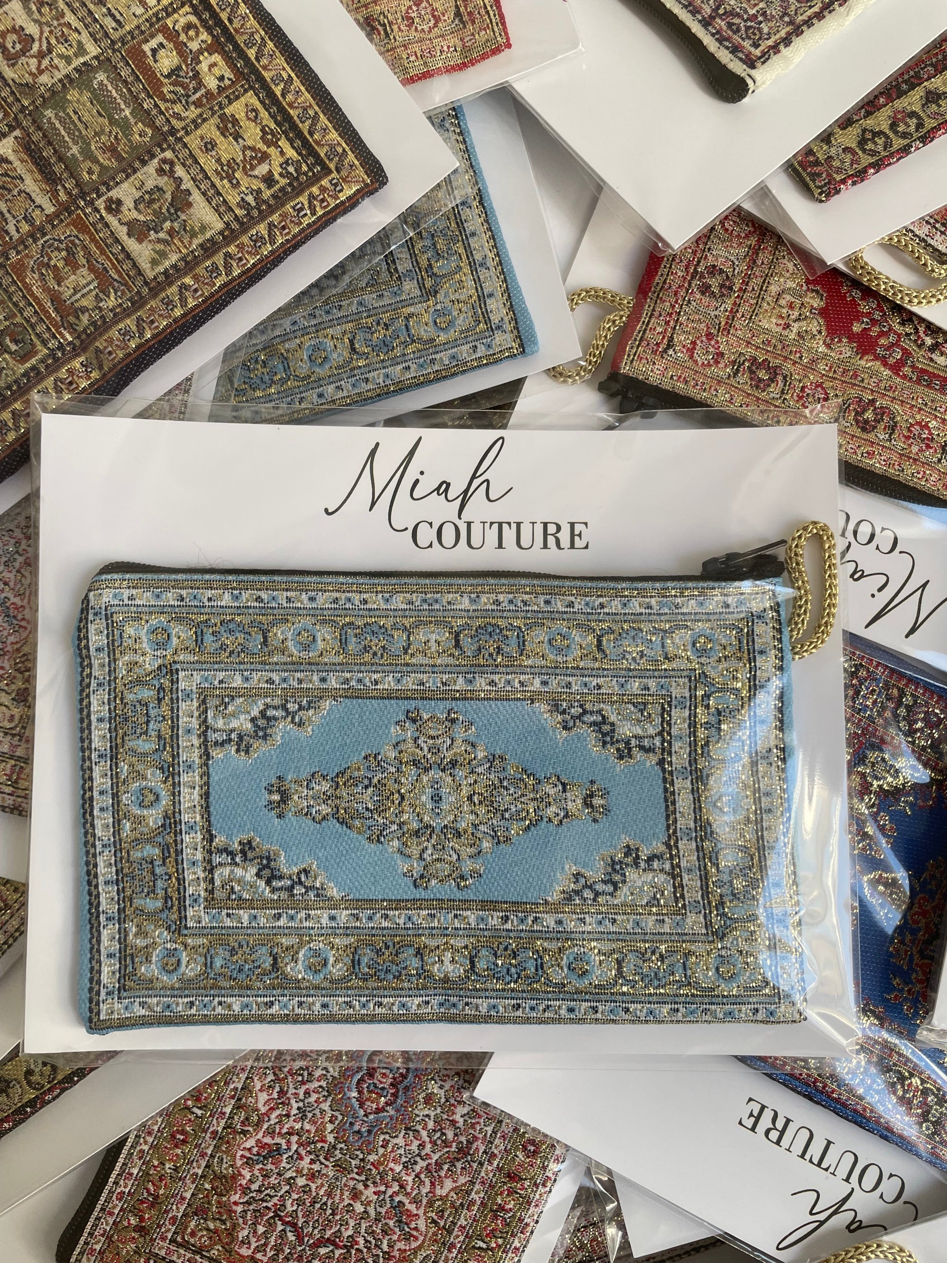 Pochette ou porte monnaie oriental - bleu clair